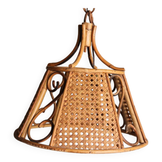 Vintage rattan and cane chandelier
