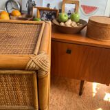 Commode en rotin vintage