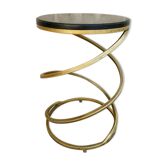 Spring-shaped end table in gold metal