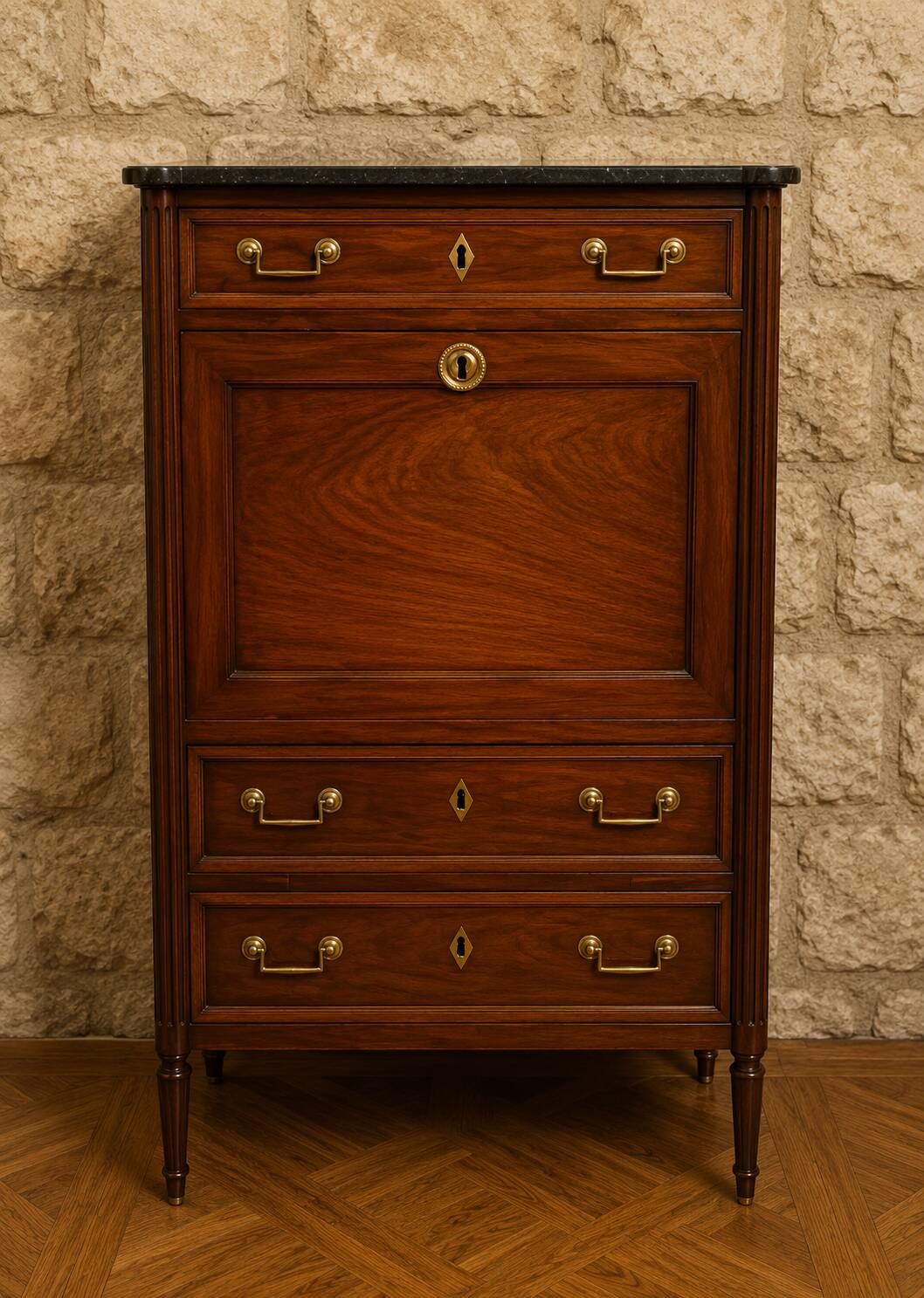 Mahogany drop-leaf secretary – Louis XVI period