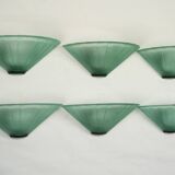 Set of six De Majo sconces in thick green murano glass. Italy 1980s