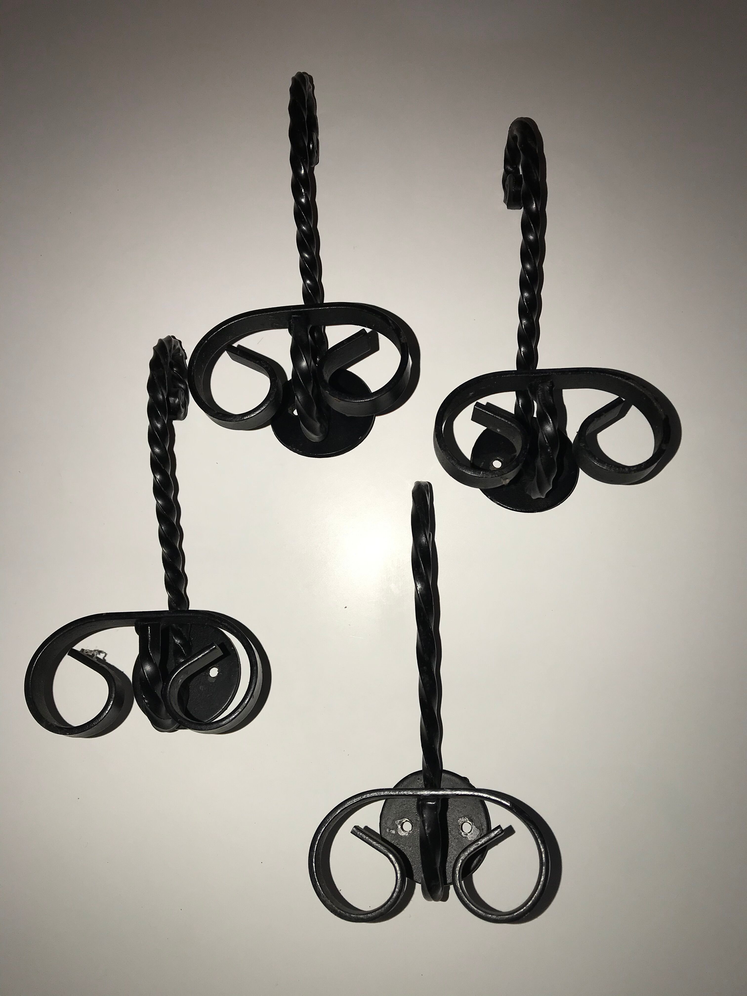 Black wrought iron coat hooks