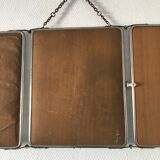 Mirror triptych Barber nickeled vintage 1930 31x77cm