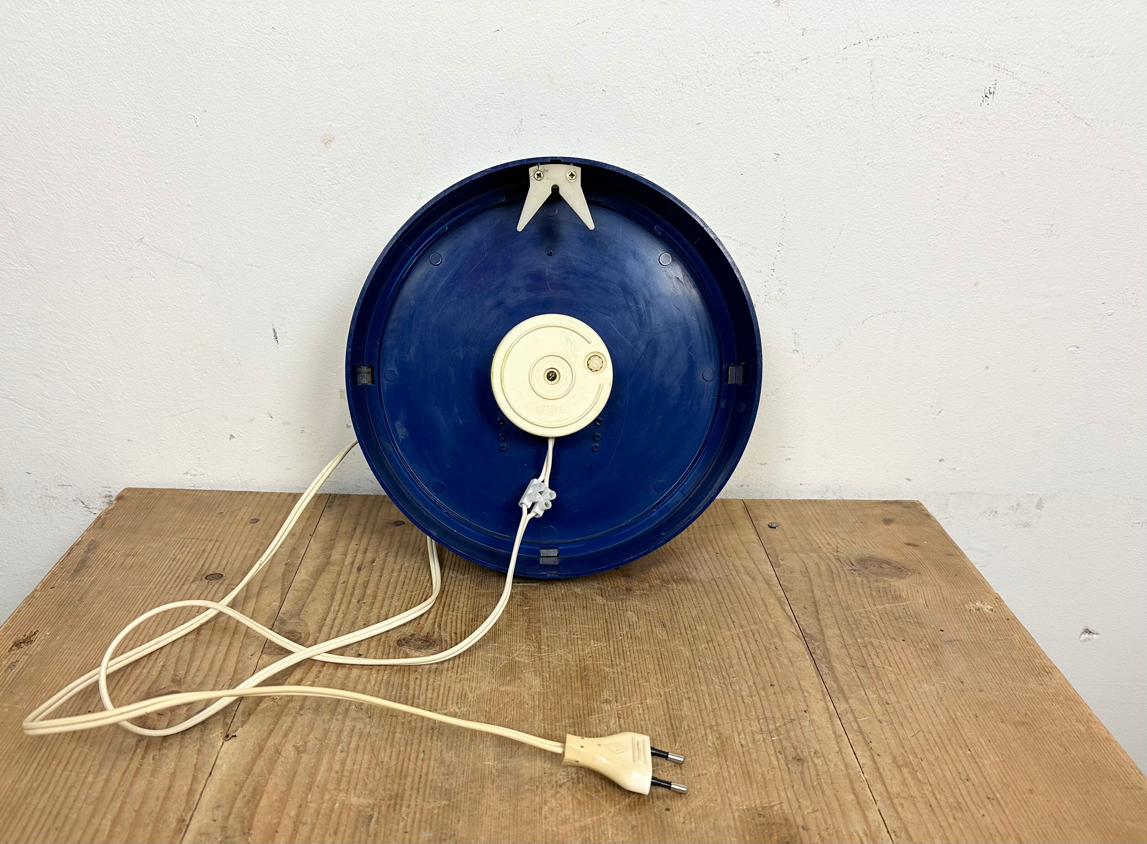 Vintage Blue Bakelite Electric Wall Clock from Metamec, 1970s