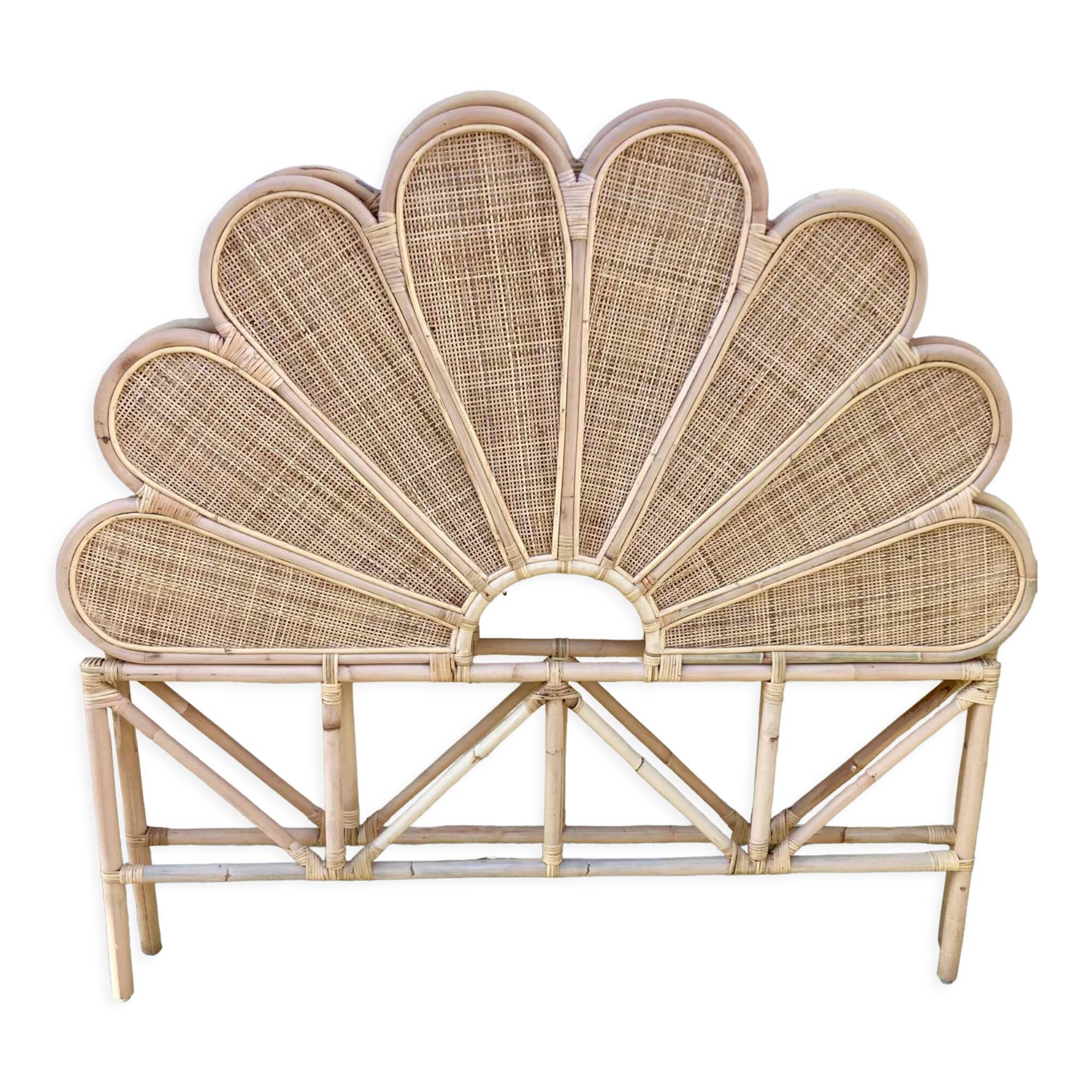 Canage headboard and rattan