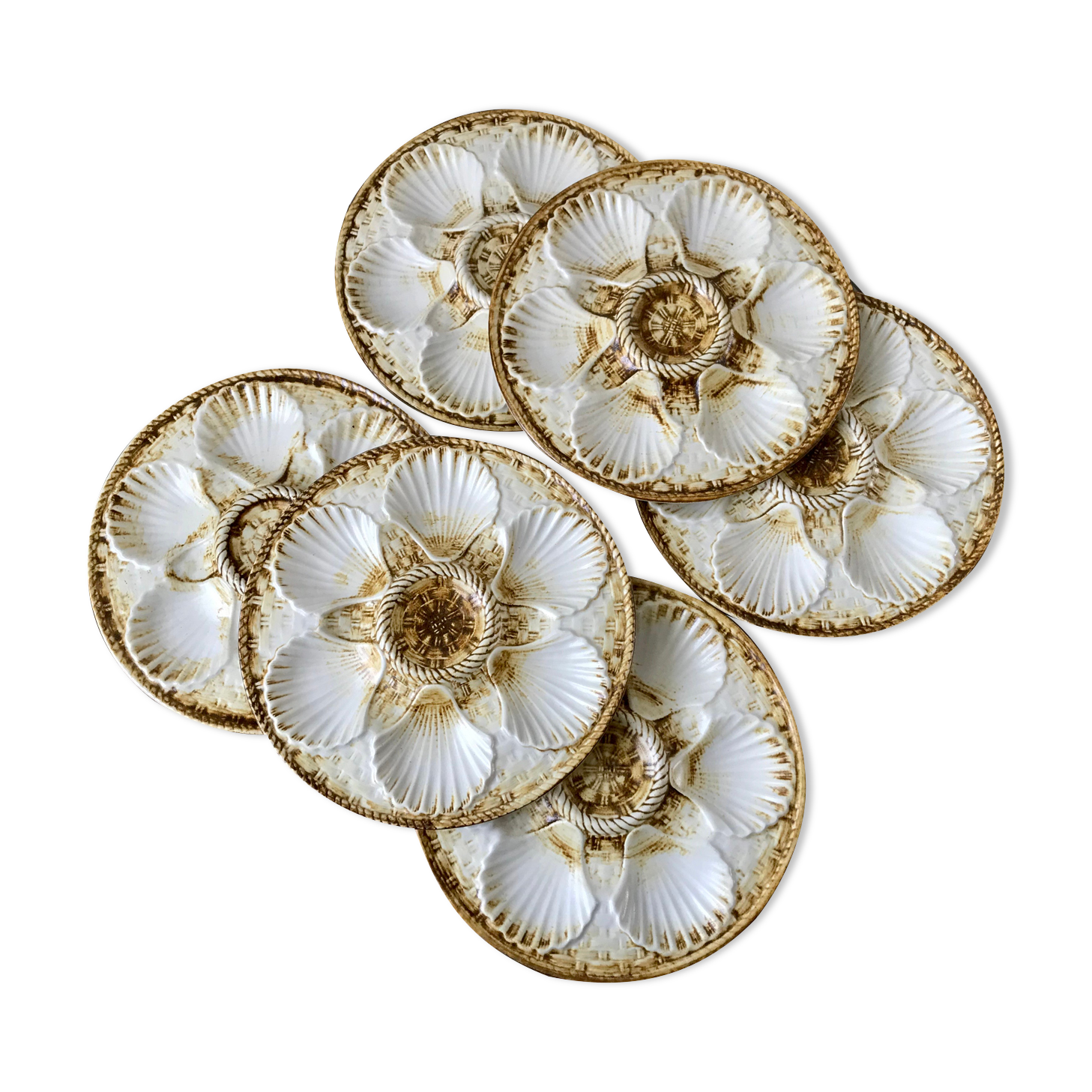 Set of 6 Oyster Plates Longchamp years 50-60
