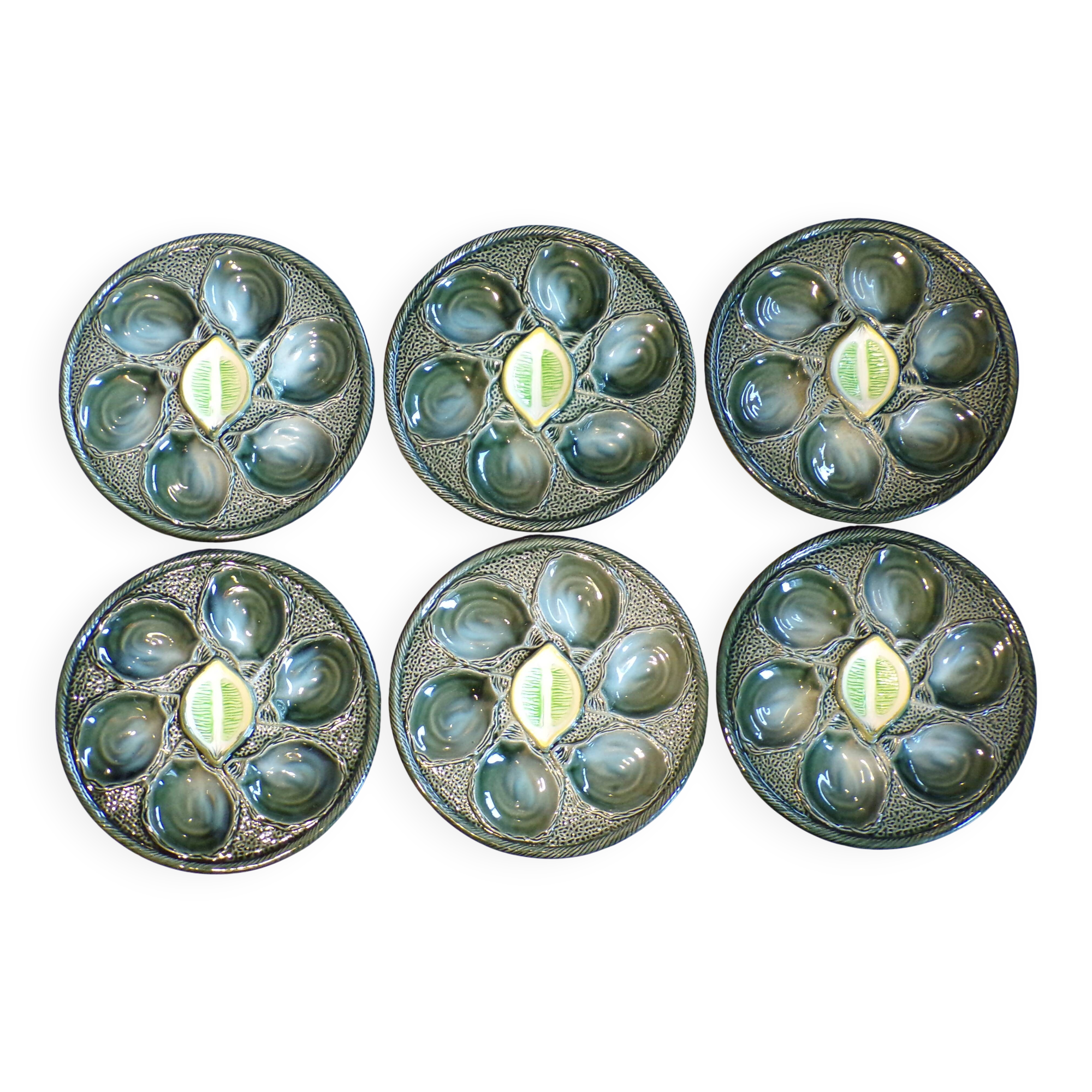 6 assiettes à huître St Clément