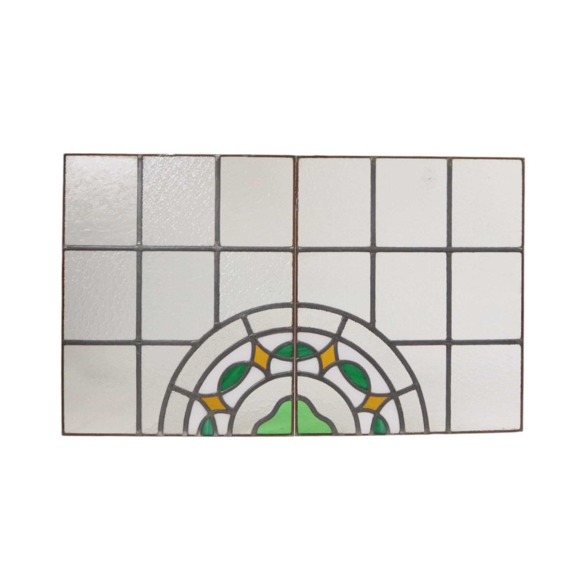 Colorful Art Deco Floral Stained Glass Window 51x42cm