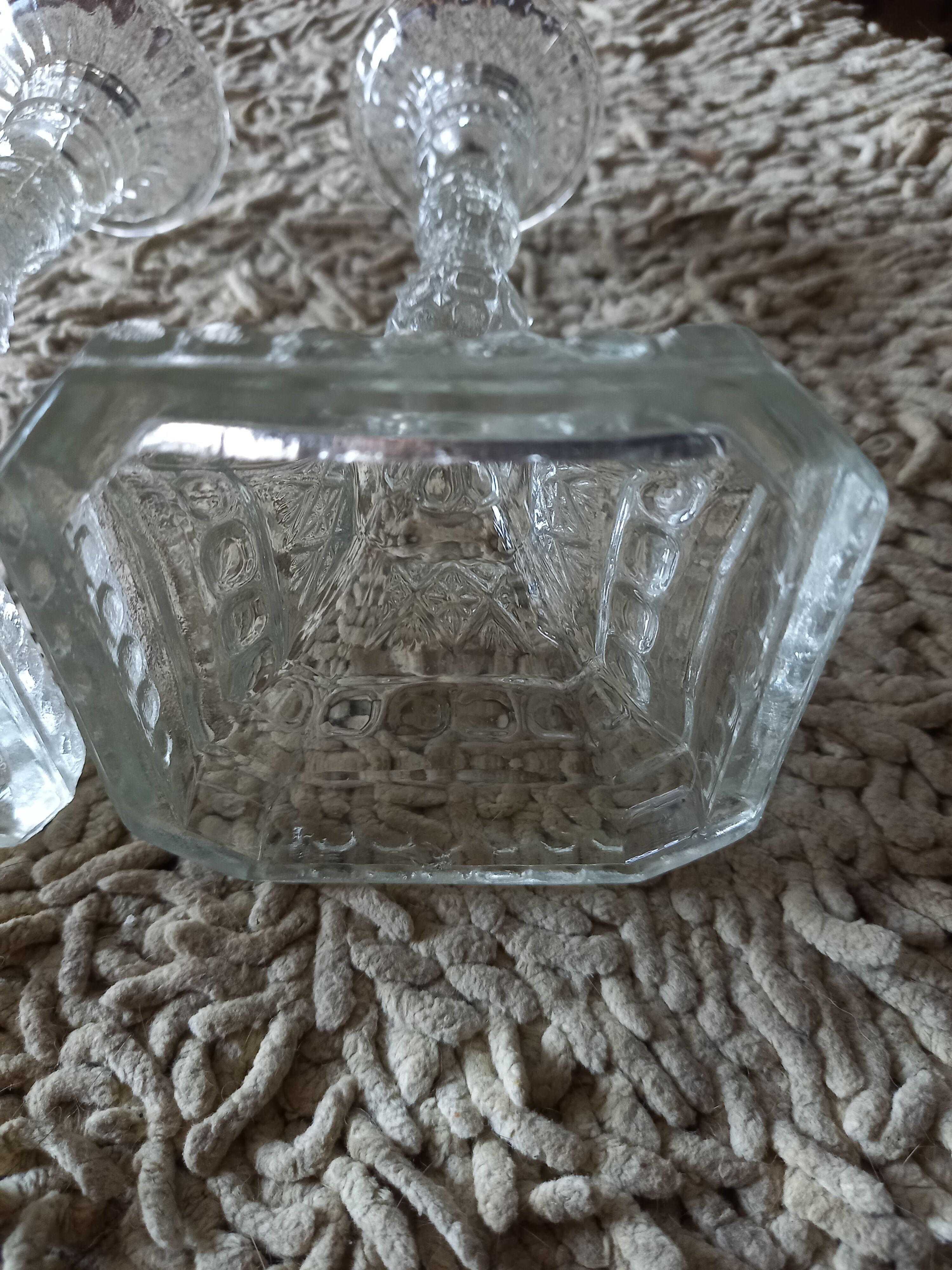 Pair of glass candle holders