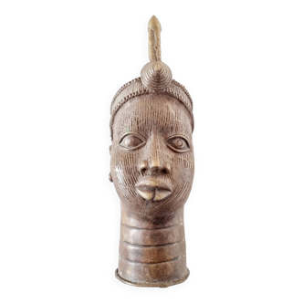 tête d'Ifé, berceau des Yorubas, du Royaume du Bénin (Nigeria) en Bronze Années 50-60 Col