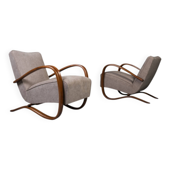 Rare Art Deco armchairs by J. Halabala, model H269, 1930s, set of 2.