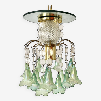 Vintage pendant lamp with tassels and bells