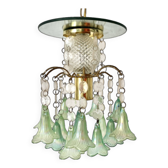 Vintage pendant lamp with tassels and bells