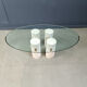 Vintage travertine and glass coffee table, 1970s