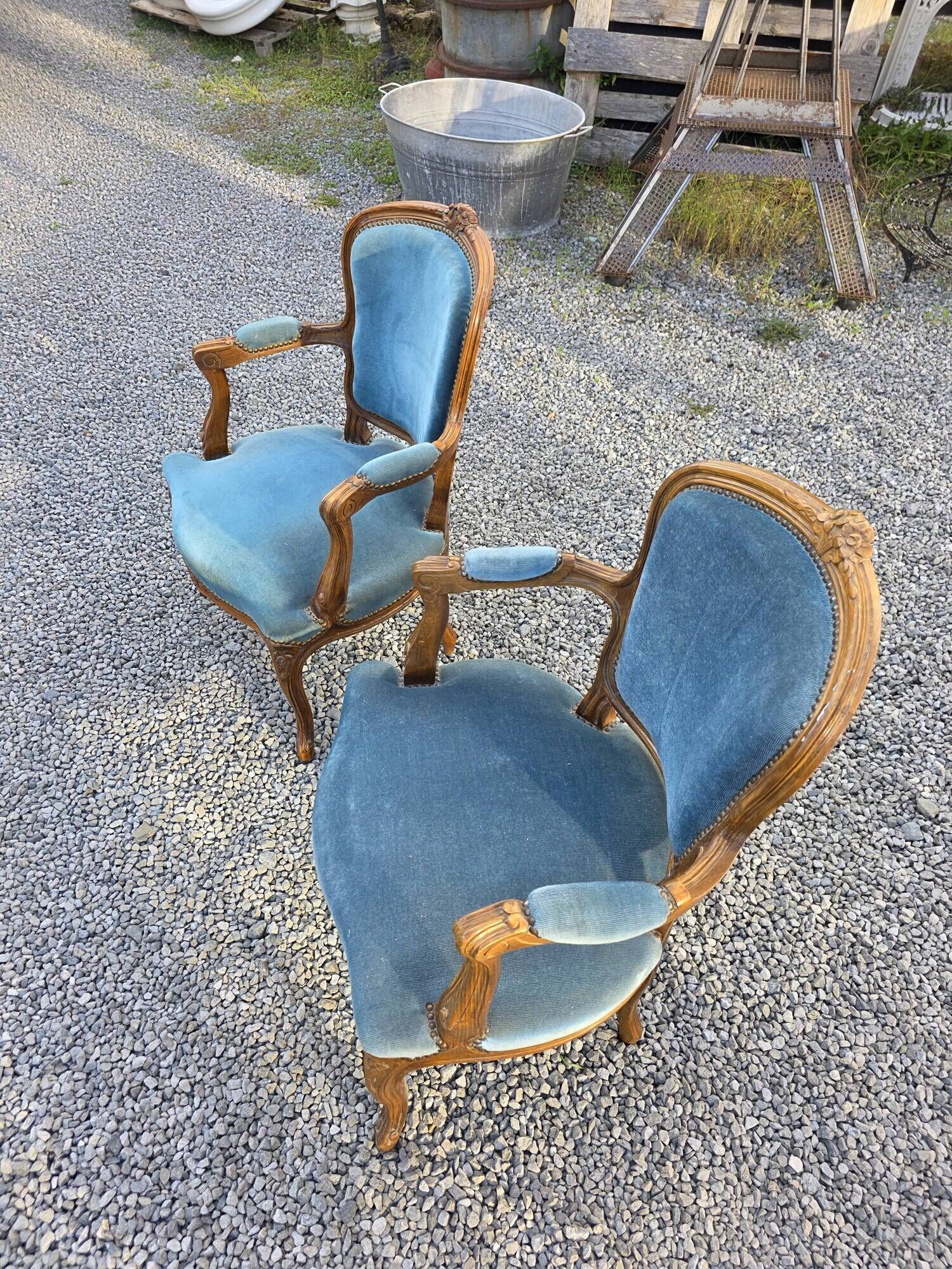 Pair of Louis XV style cabriolet armchairs