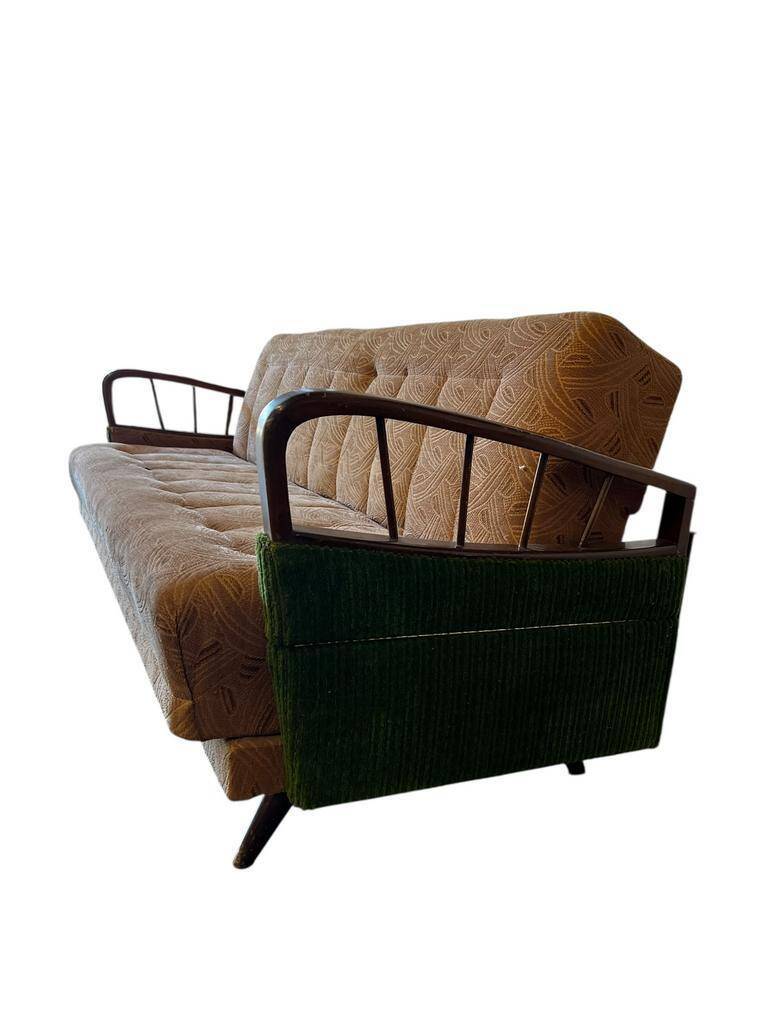 Vintage green beige sofa / sofa bed / armchair
