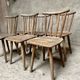 Series Set of 6 old rustic Western bistro chairs in original patina wood
