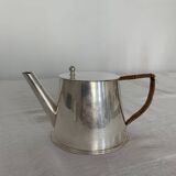 Mid 20th Century silver-plated coffee pot with wicker wrapped handle