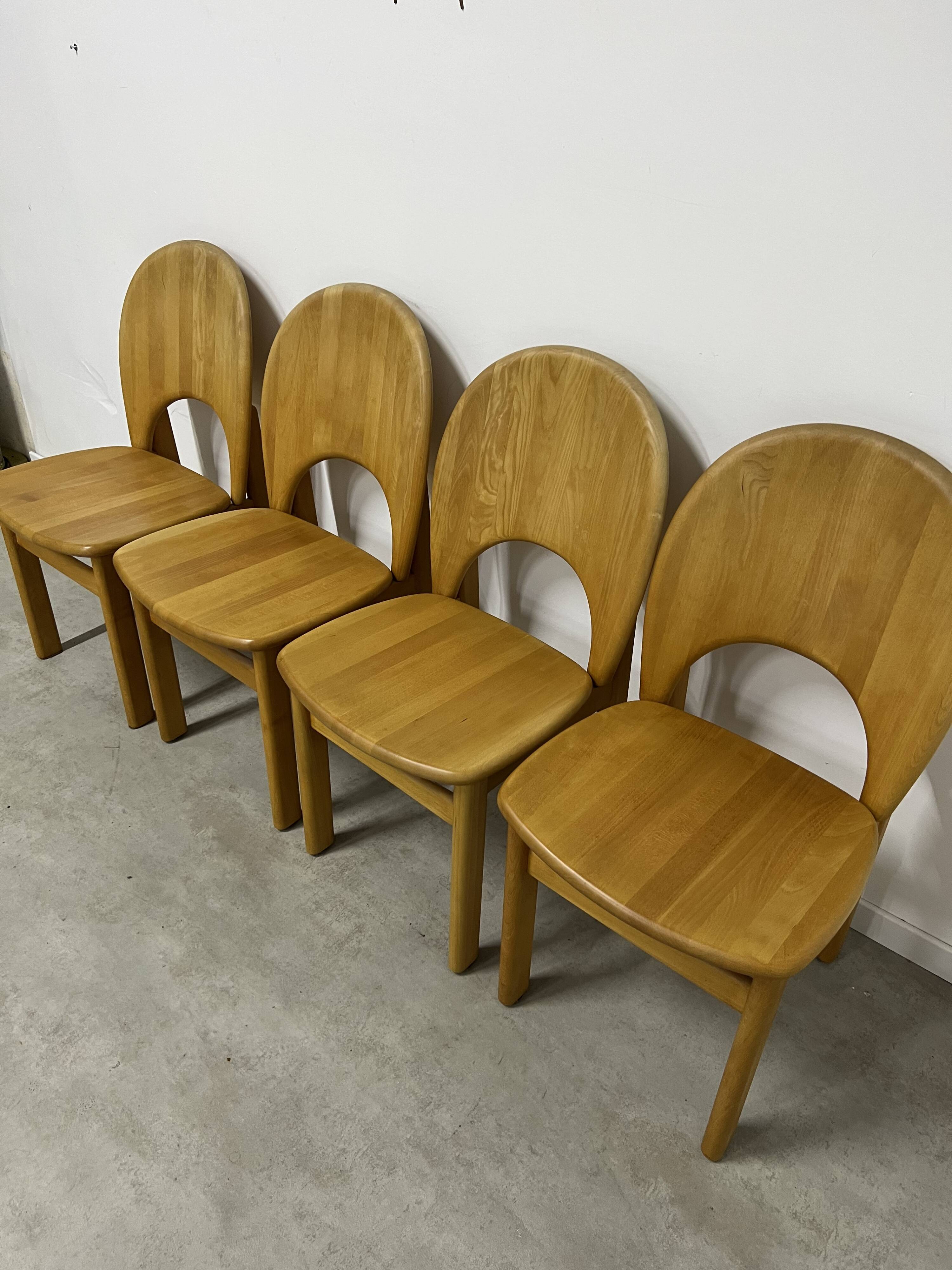 Lot de 4 chaises scandinave möbelfabrik glostrup orme massif vintage 70