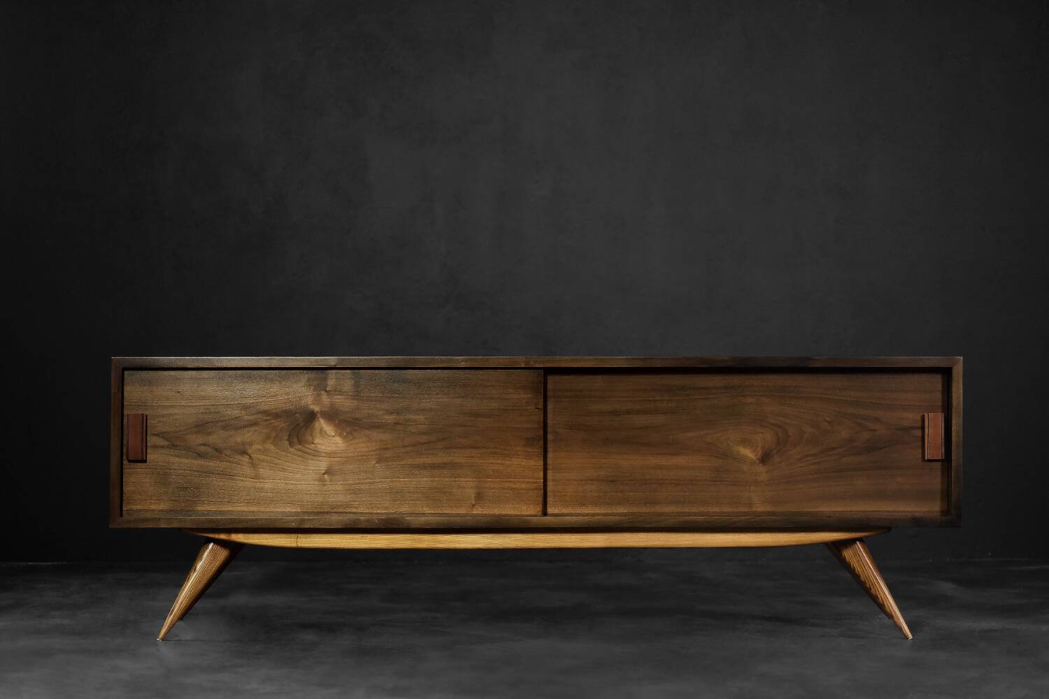 Mid-Century Scandinavian Classic Modern Birch Sideboard with Walnut Front, 1960s