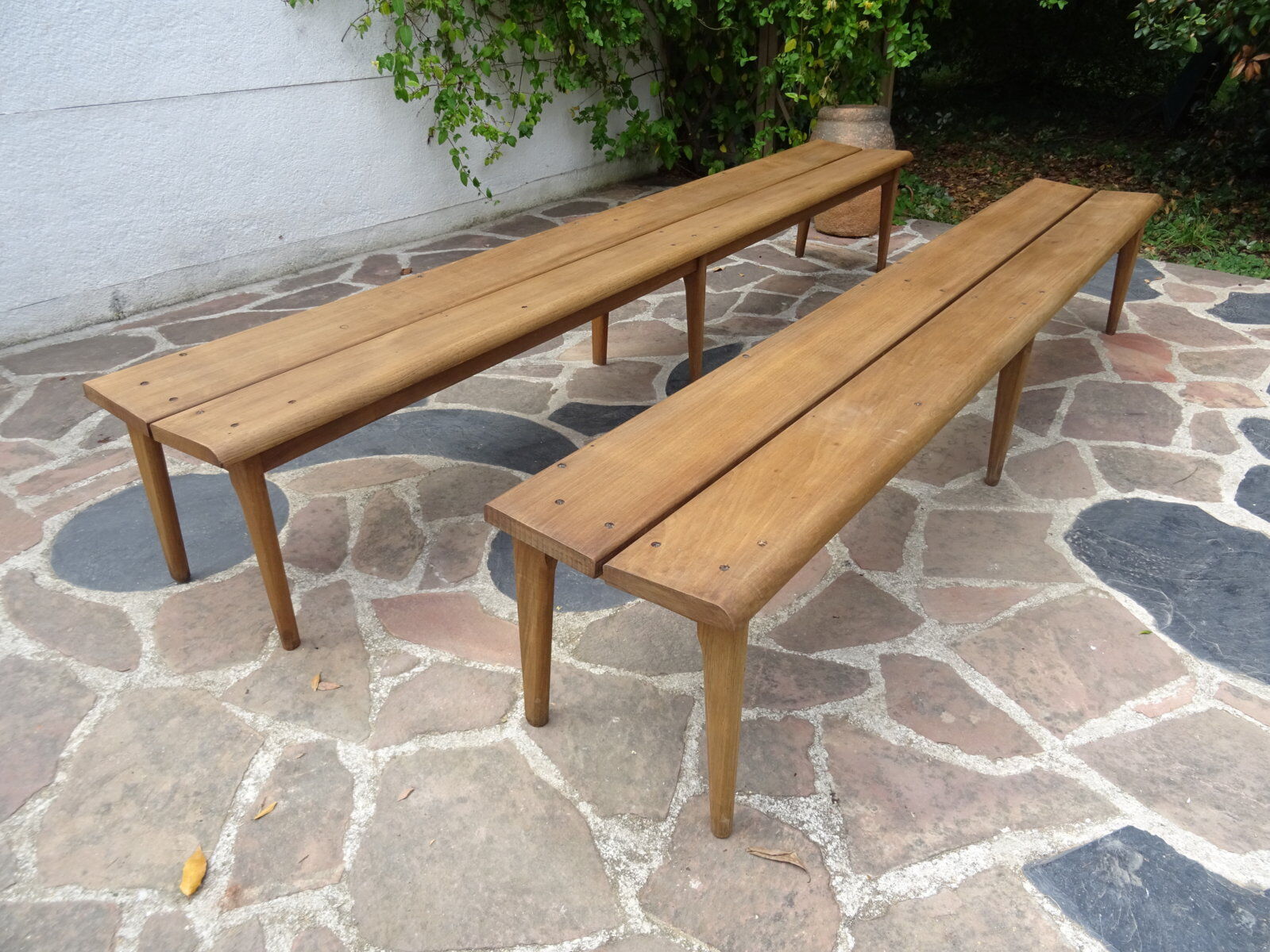 Oak cloakroom bench 247 cm