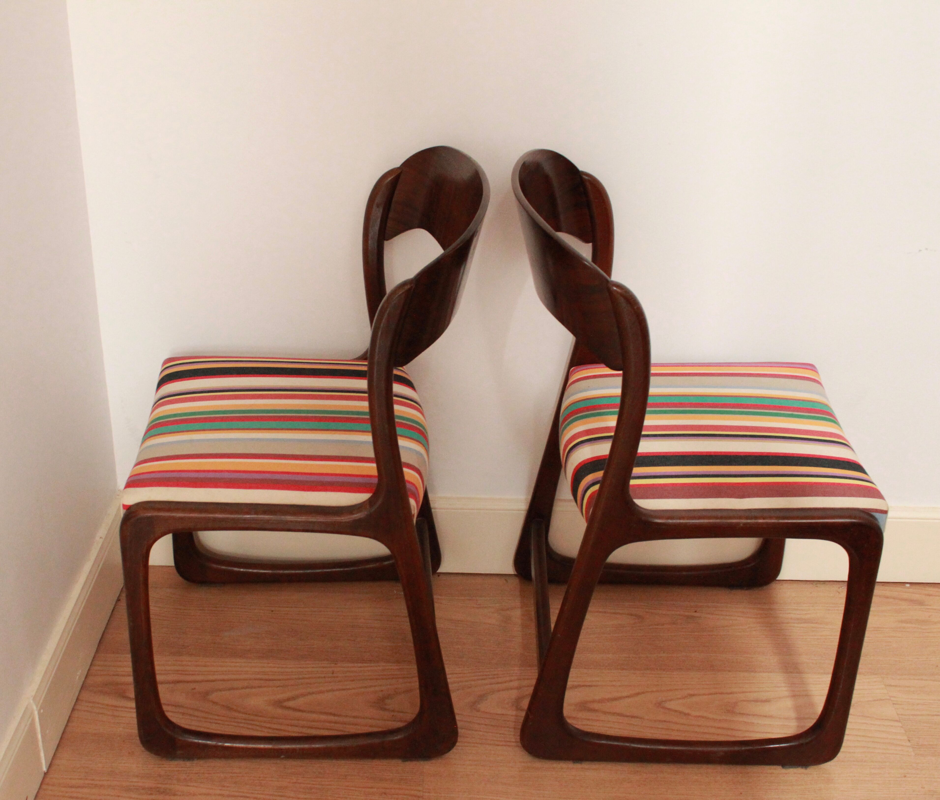 Pair of two chairs sled baumann