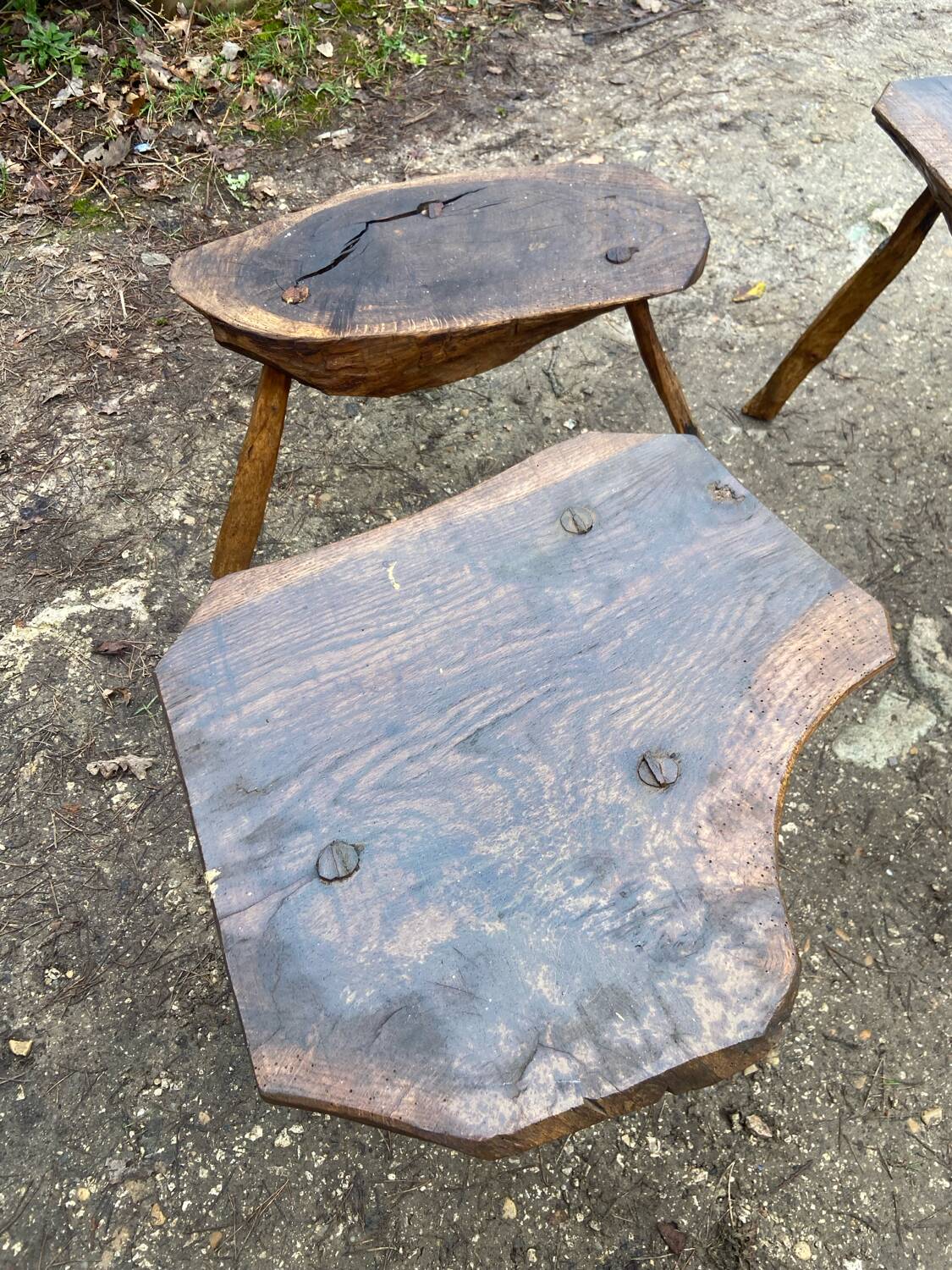 Ensemble tabourets et banc brutalisas années 50