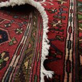 Tapis de couloir vintage en laine rouge à motifs géométriques, style oriental des années 1960