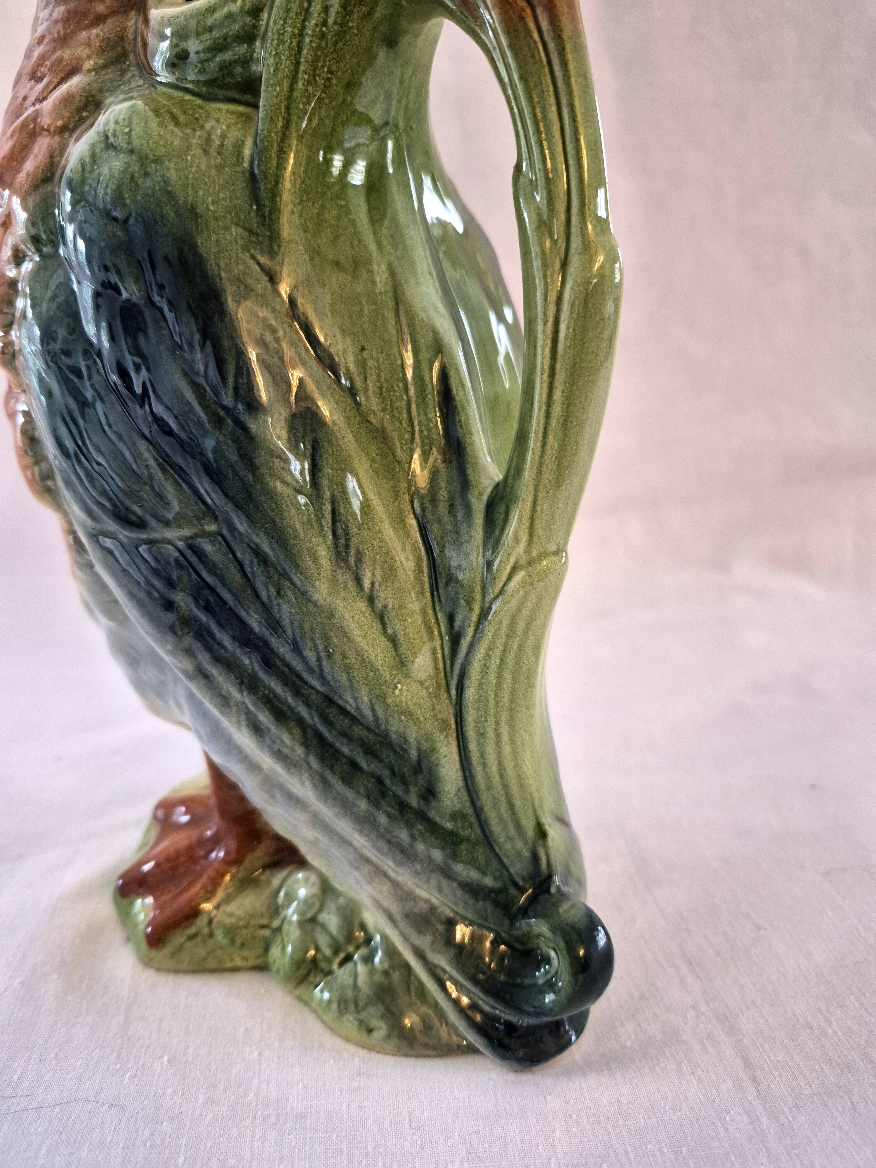 Zoomorphic pitcher barbotine Saint Clément Mallard Duck A028