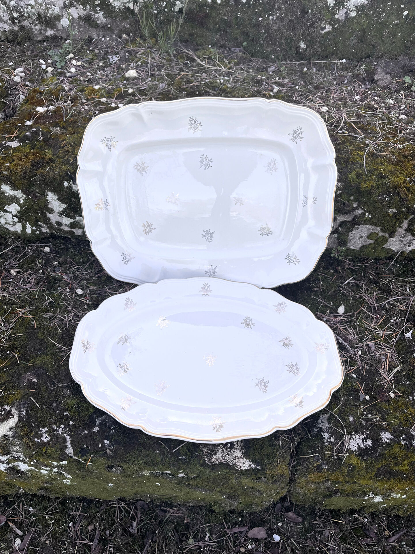 French Sanguimines Porcelain Serving Platters (Set of 2)