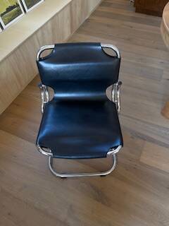 Leather and metal chairs, 1970s