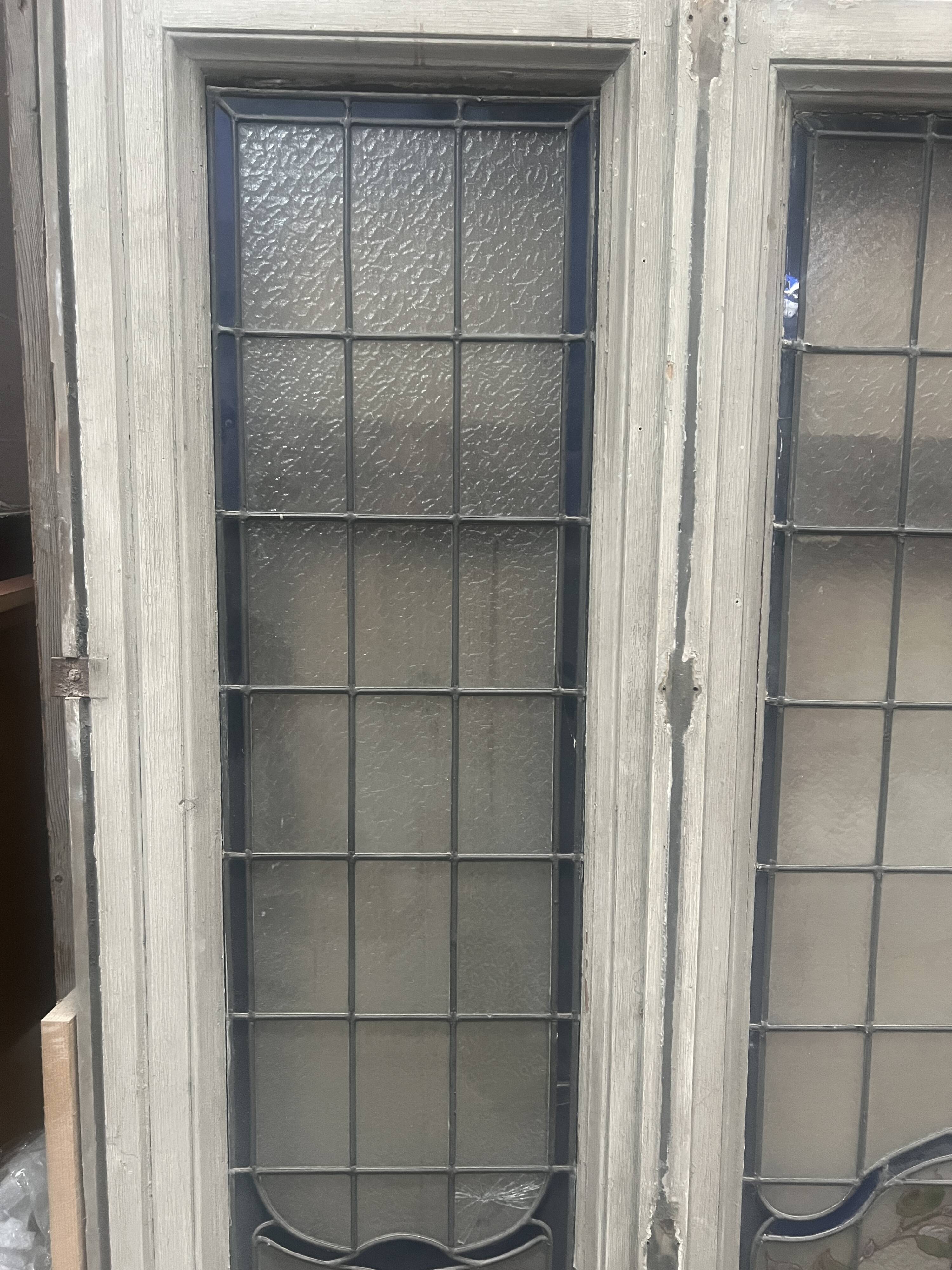 Art Deco stained glass transom window, circa 1900, 20th century