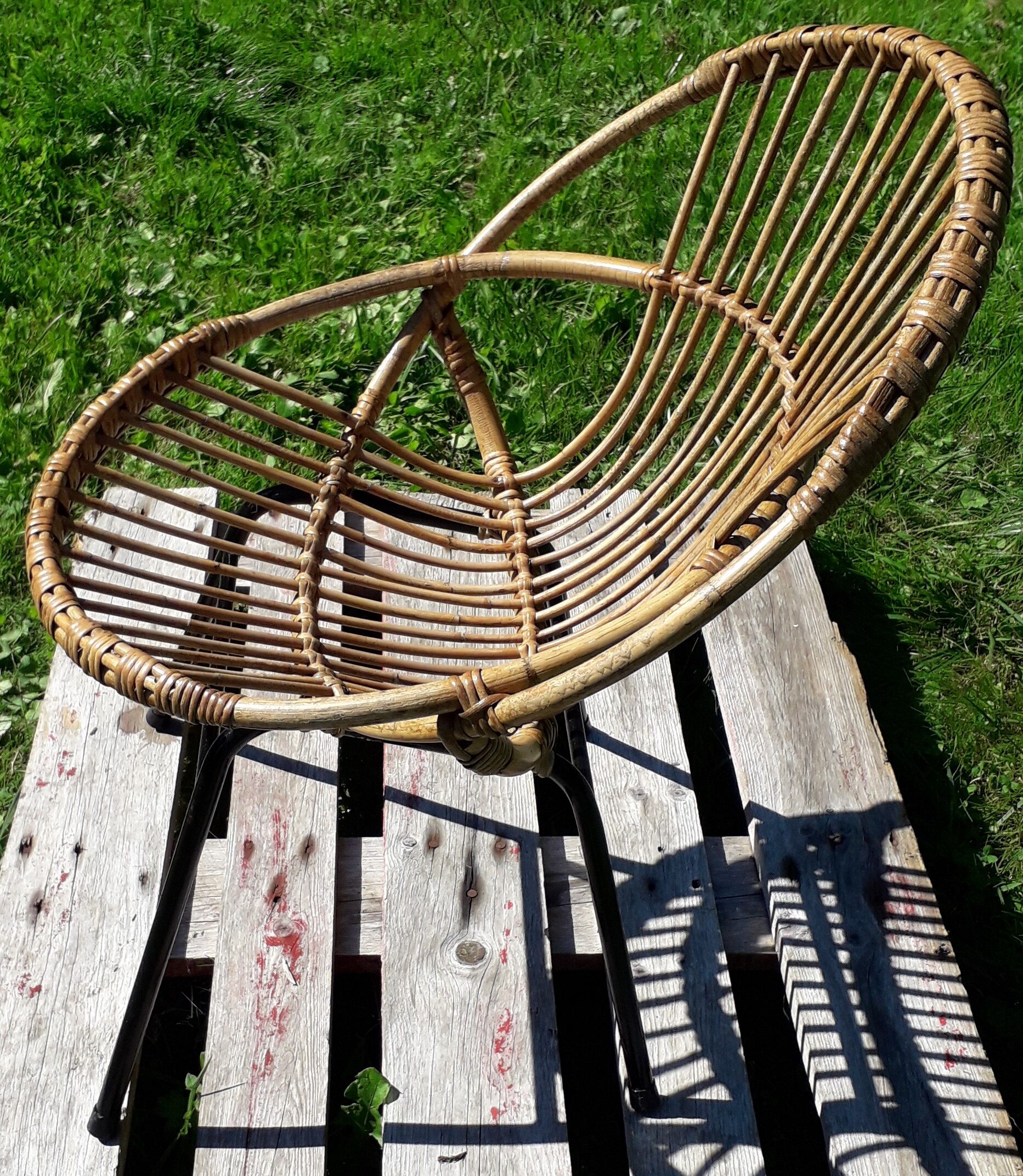 Fauteuil enfant en rotin vintage 60