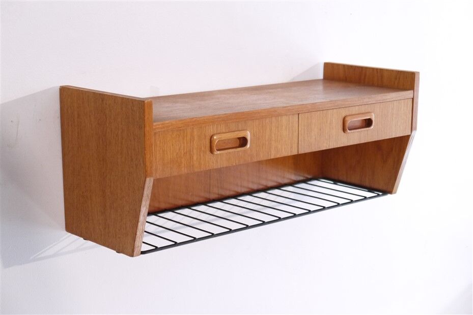 Etagere vintage scandinave en teck et metal 1960