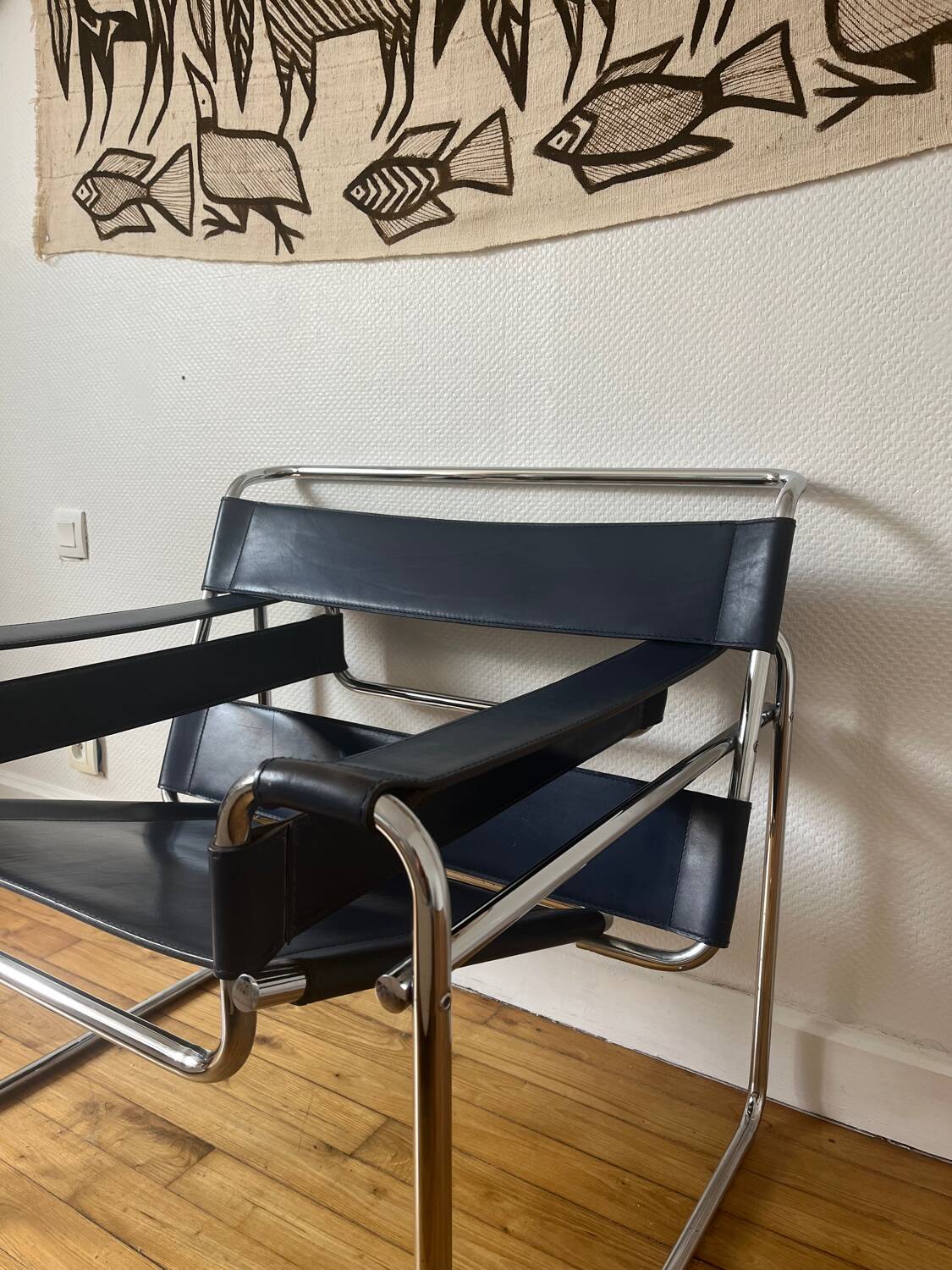 Wassily armchair by Marcel Breuer, midnight blue, Italian edition