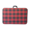 Vintage suitcase in black and red fabric with its key