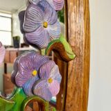 Miroir sculpté en bois décors fleurs