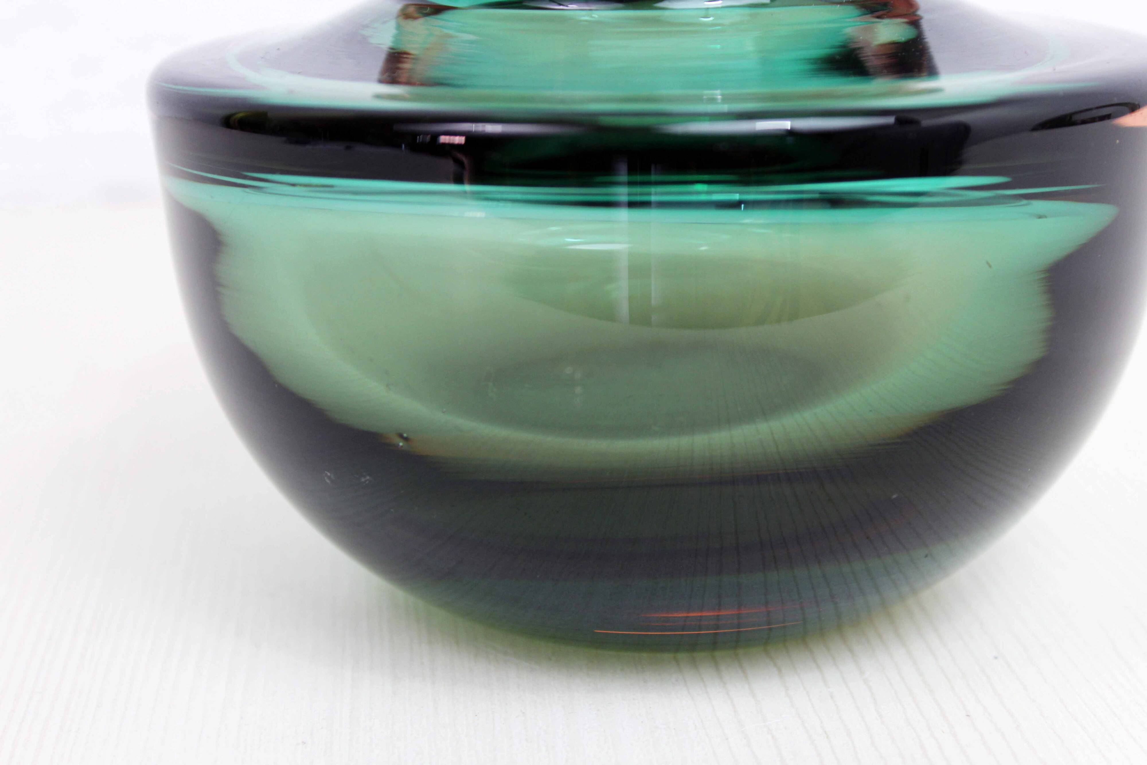 Sommerso vase in green Murano glass 1970