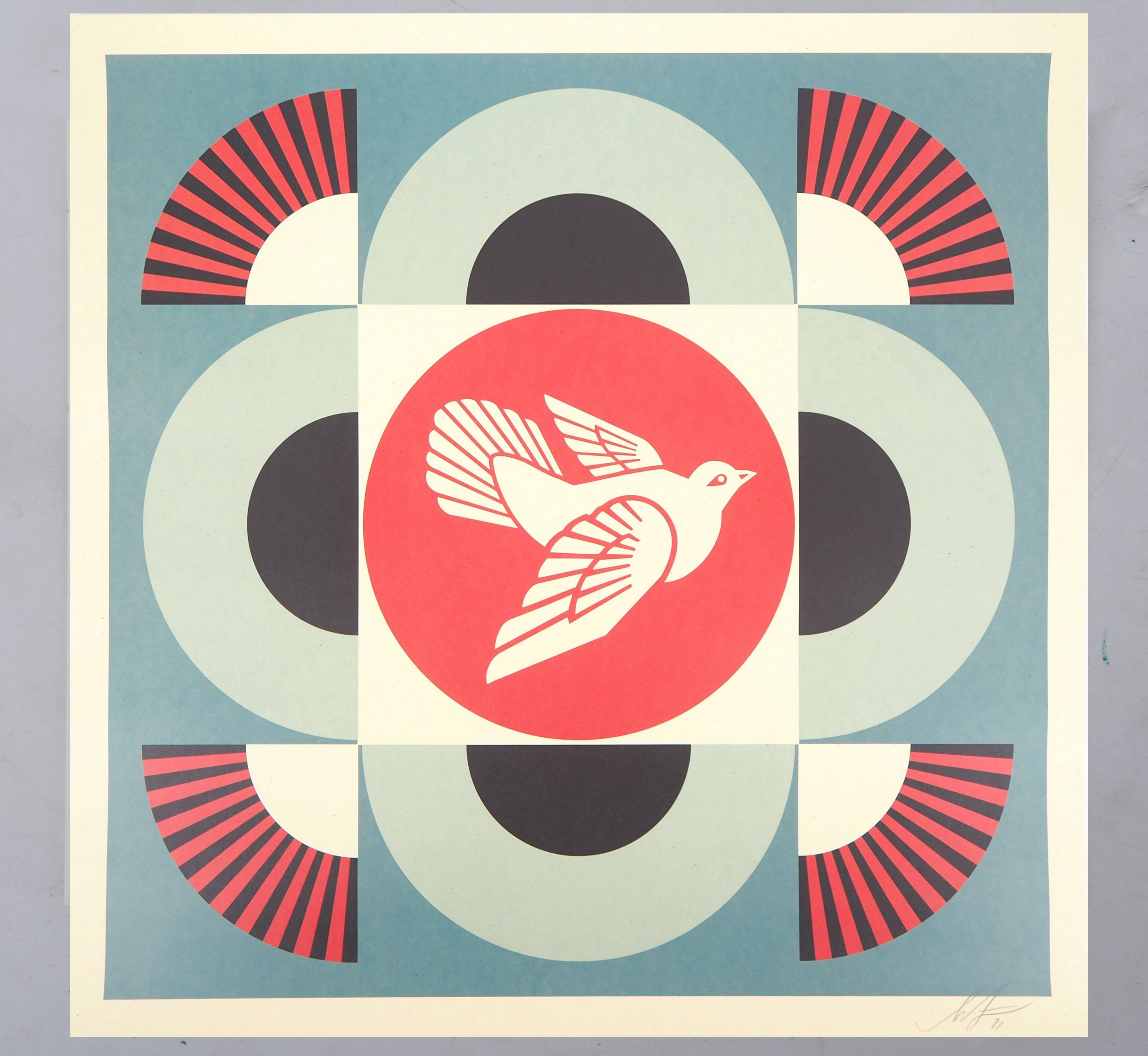 Shepard Fairey : Geometric Dove Blue, sérigraphie originale signée