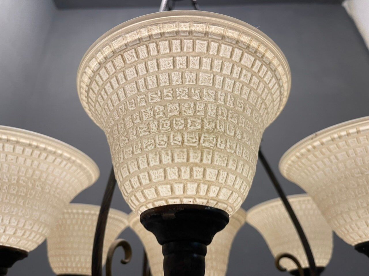 Vintage bronze Murano glass chandelier 1960s