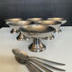 Set of 6 vintage stainless steel ice cream bowls with spoons.