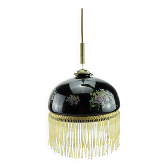 Vintage pendant light with beaded fringe 70s