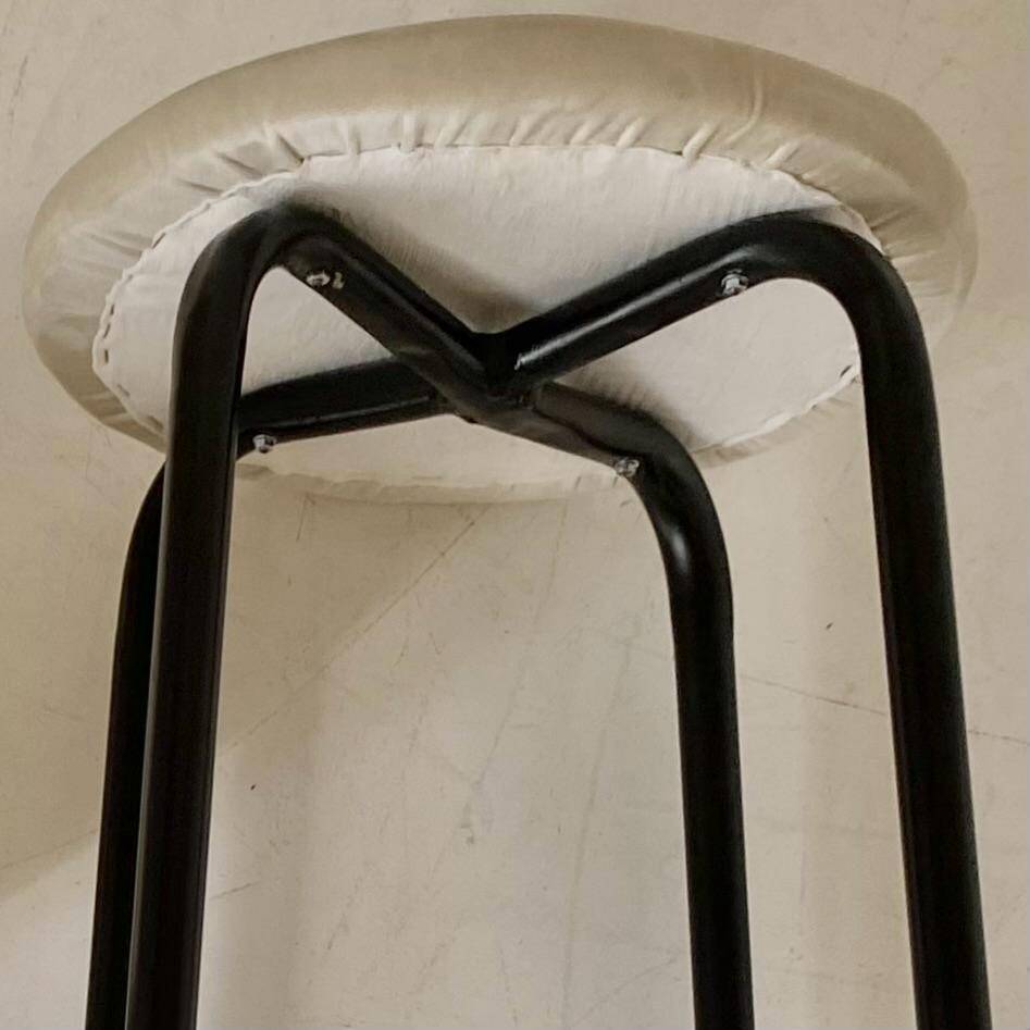 Vintage velvet and iron stools, set of two, Italy 1960s.