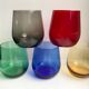 Set of 5 colored water glasses design 60s-70s
