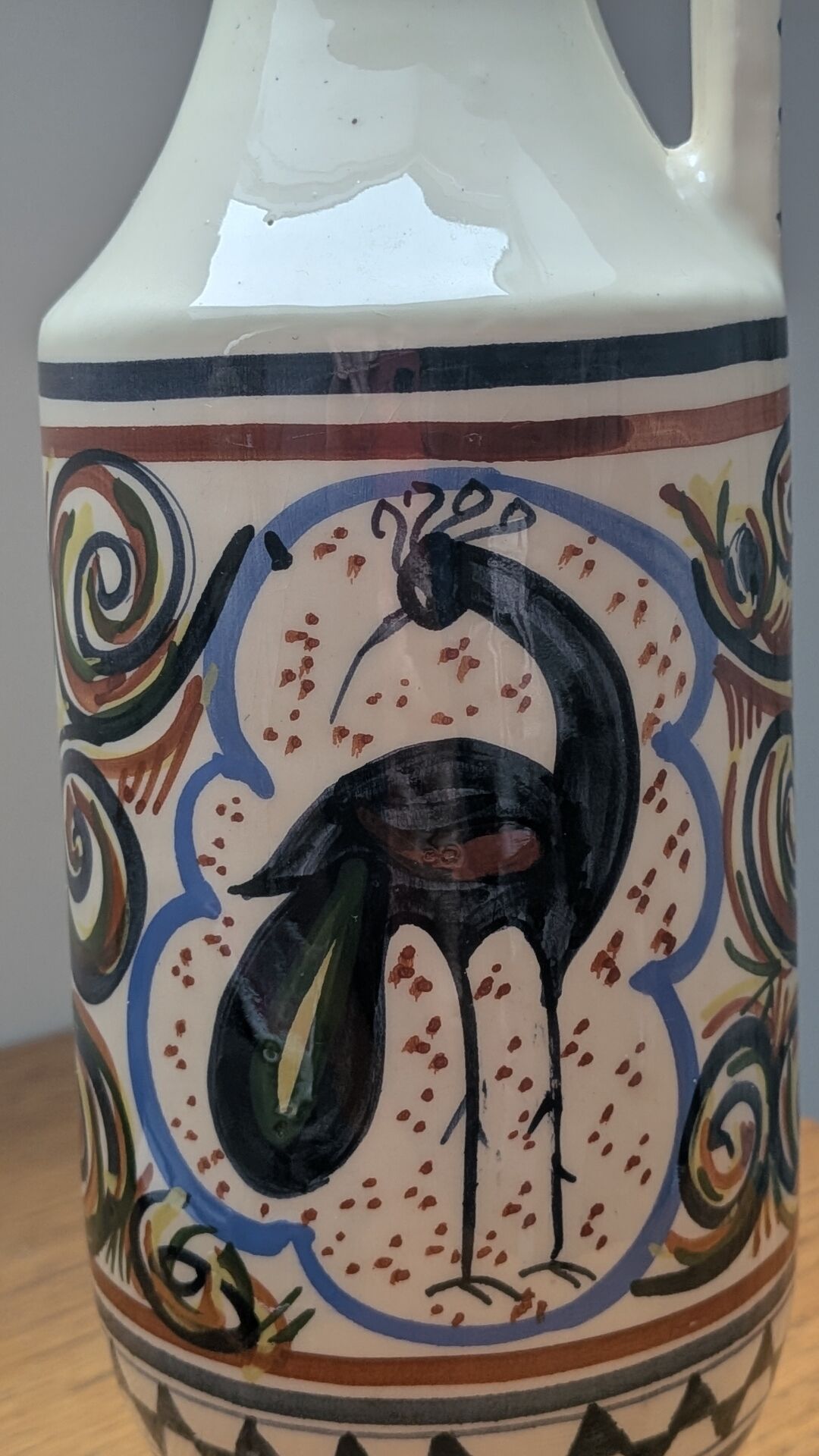 large jug from Vallauris, signed, hand-painted