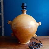 Large lamp foot in terracotta enamelled ochre color / 60s