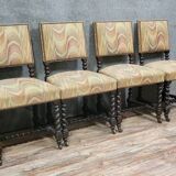 Set of 4 Louis XIII style oak chairs circa 1850