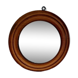 Round mirror in vintage wood