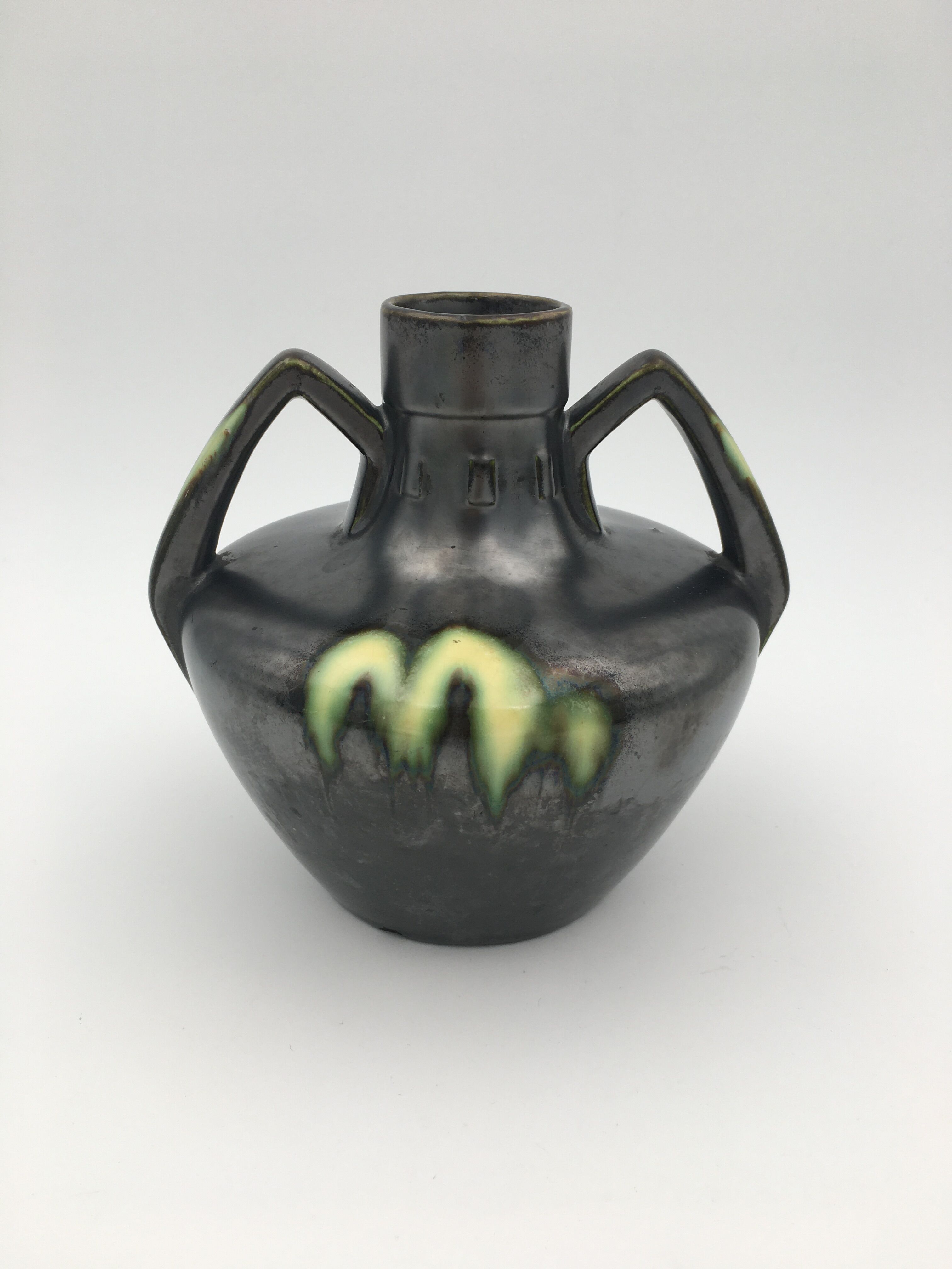 Art Deco vase in glazed ceramics, by Gustave De Bruyn, numbered - 1920s-1930s