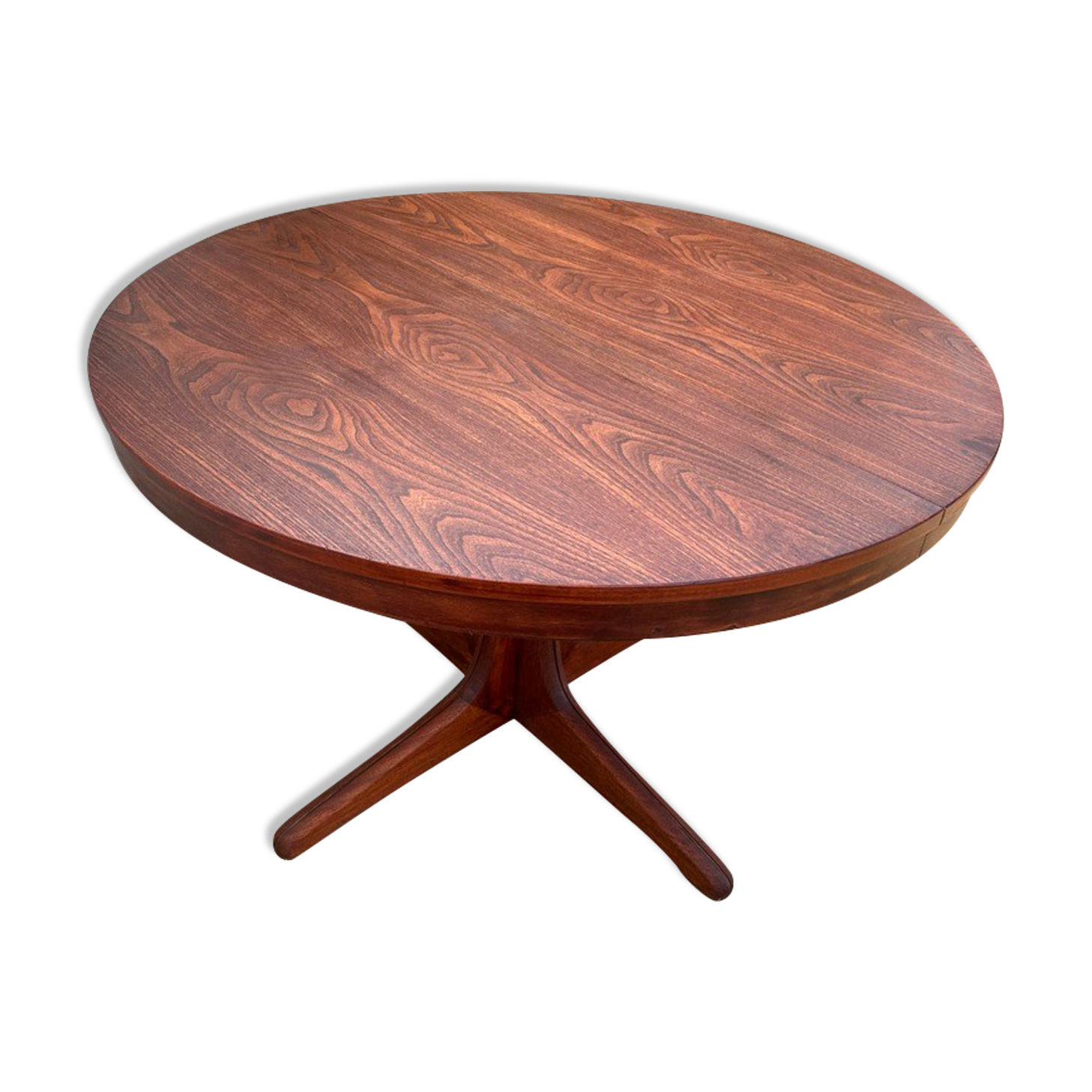 Scandinavian extendable round table in teak lg 115 to 205cm an60